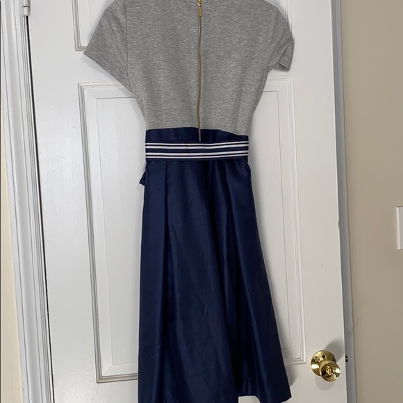 1901 Blue/Grey Mixed- Media Holiday Dress - Picture 7 of 9